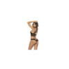 2 en 1 Nuisette et ensemble 2 pièces en dentelle et résille, soutien gorge avec armatures, string et une jupe 